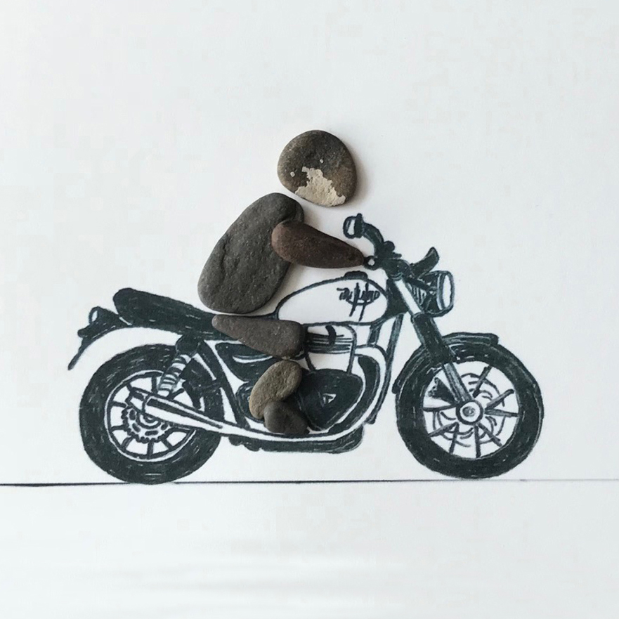 Motorradfahrer von Kieselsteinkunst.de