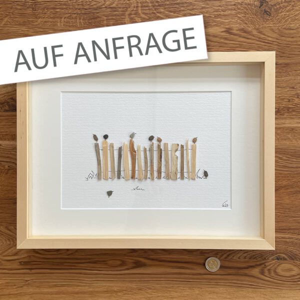 BILD Vögel auf Naturholzzaun 30x40cm