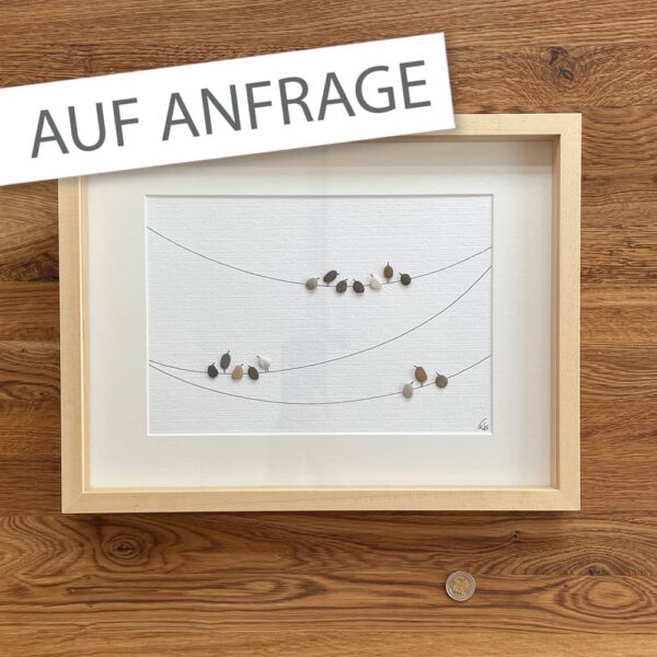 BILD Vögel auf 3 Leinen 30x40cm