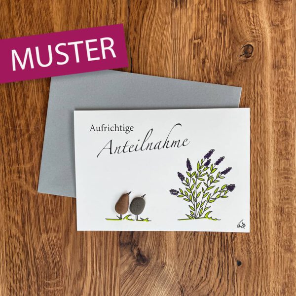 Kieselsteinkunst Klappkarte Trauerkarte