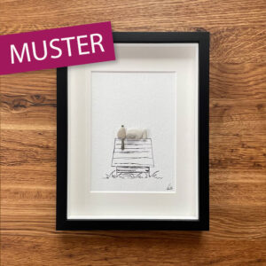 Beagle auf Hundehütte 18x24cm