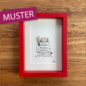 Beagle auf Hundehütte 13x18cm