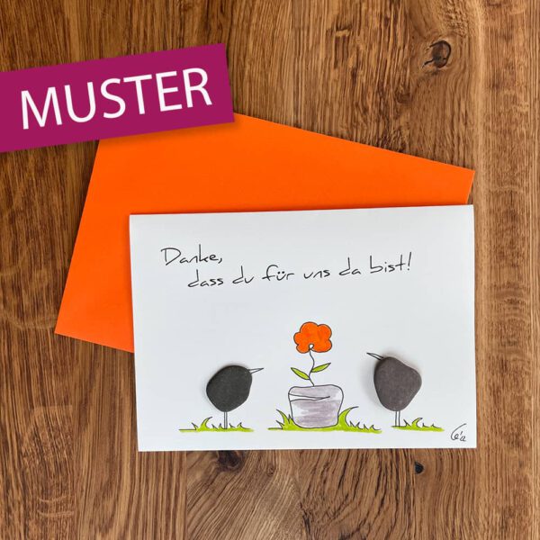 Kieselsteinkunst Klappkarte Danke