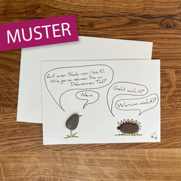 Kieselsteinkunst Postkarte Disskusion