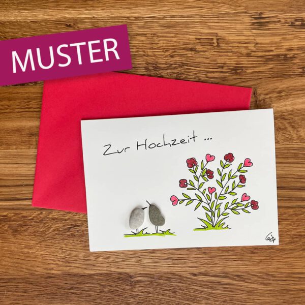 Kieselsteinkunst Klappkarte Hochzeit