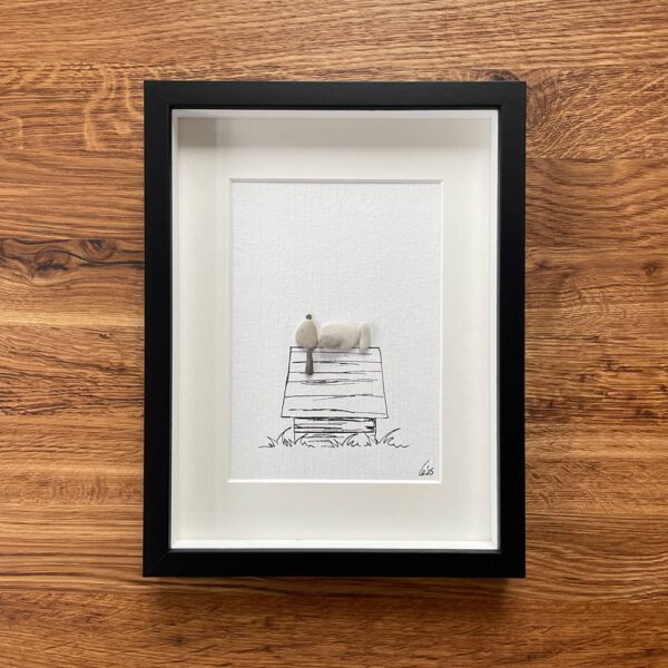 BILD UNIKAT Beagle auf Hundehütte 18x24cm