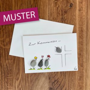 Kieselsteinkunst Klappkarte Kommunion