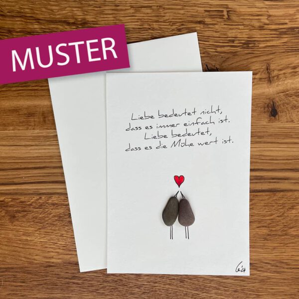 Kieselsteinkunst Postkarte Liebe