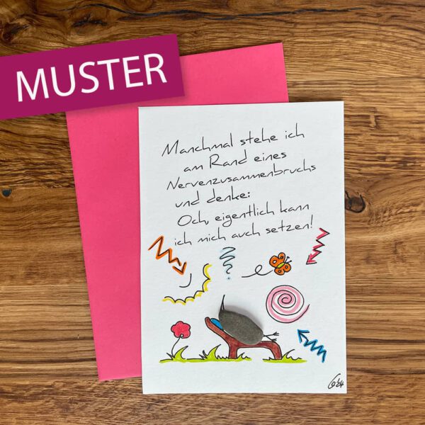 Kieselsteinkunst Postkarte Nervenzusammenbruch