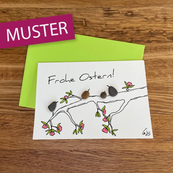 Kieselsteinkunst Osterkarte