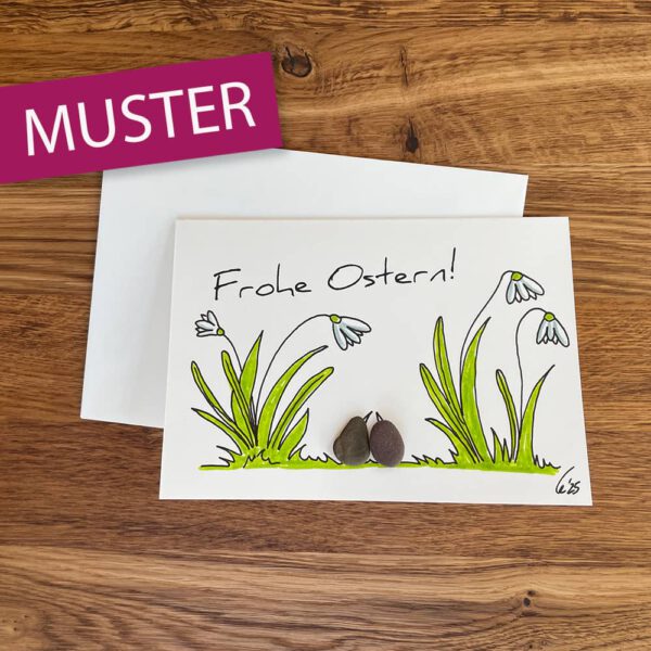 Kieselsteinkunst Osterkarte