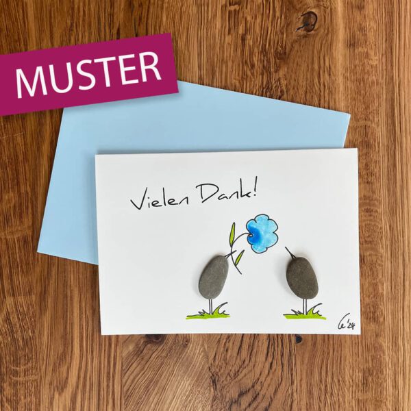 Kieselsteinkunst Klappkarte Vielen Dank