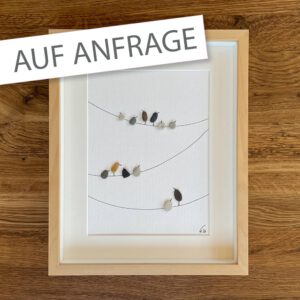 Kieselsteinkunst Bild Vögel auf Leinen