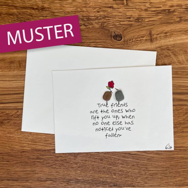 Kieselsteinkunst Postkarte true friends