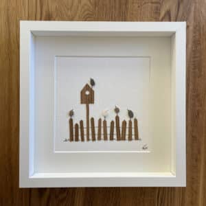 BILD UNIKAT Vögel auf Zaun mit Vogelhaus