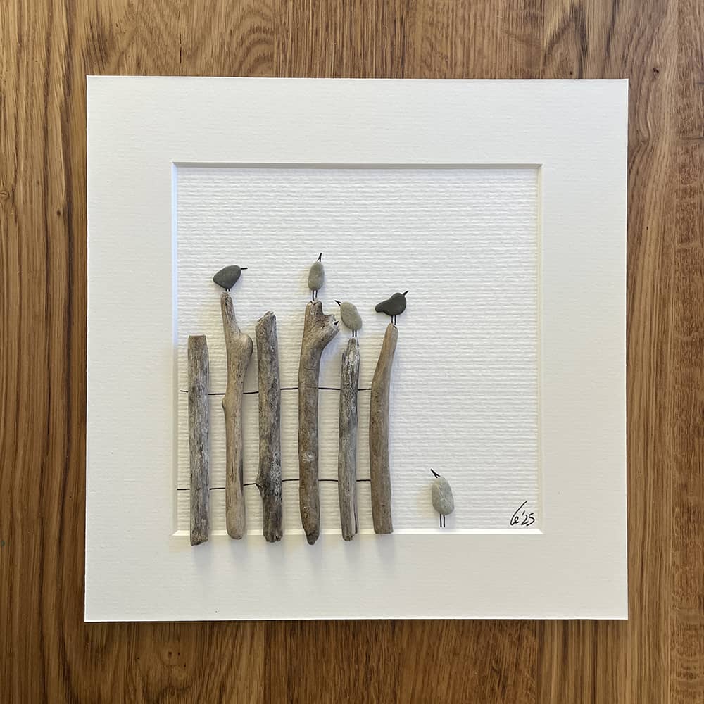 BILD UNIKAT Vögel auf Treibholzzaun – Bild 4