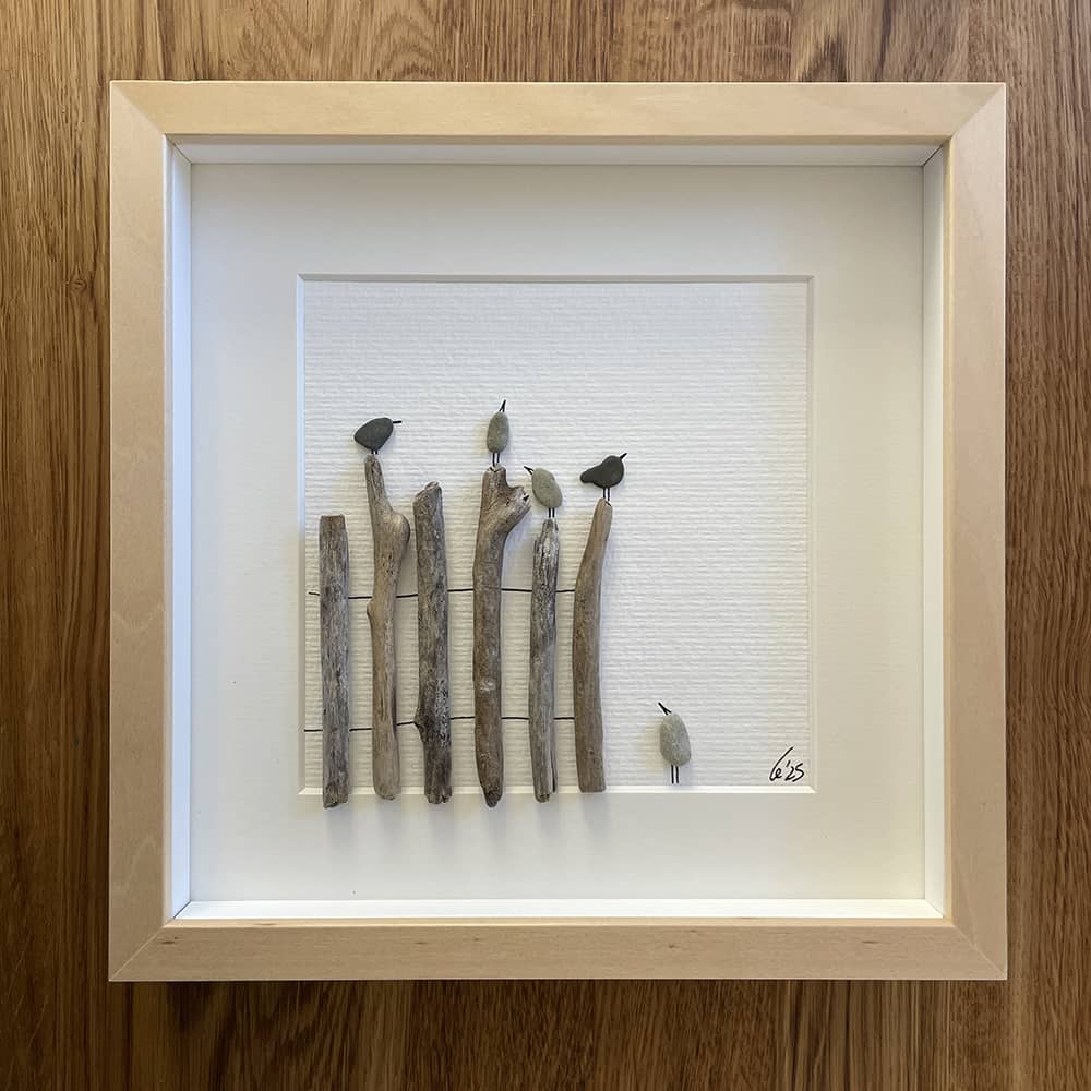 BILD UNIKAT Vögel auf Treibholzzaun – Bild 3