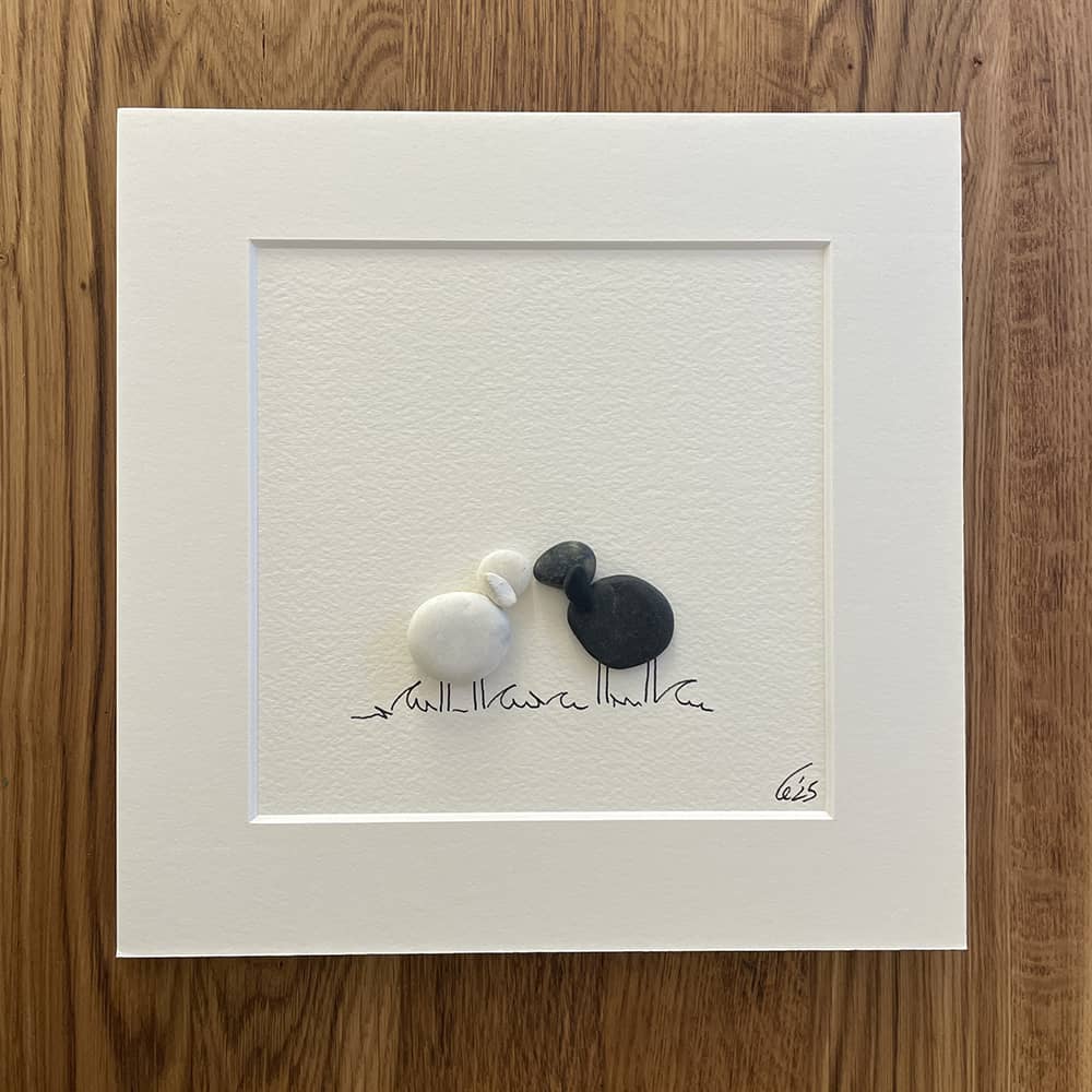 BILD UNIKAT 2 Schafe schwarz und weiß – Bild 4