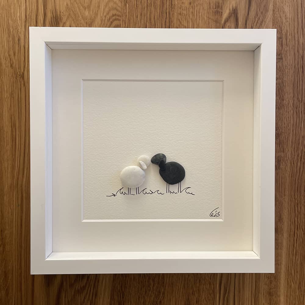 BILD UNIKAT 2 Schafe schwarz und weiß