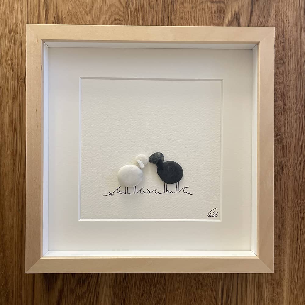 BILD UNIKAT 2 Schafe schwarz und weiß – Bild 3