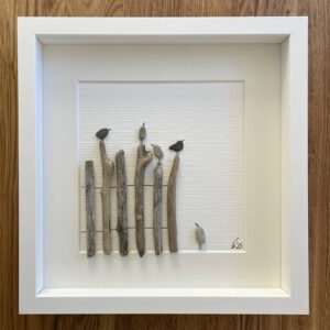 BILD UNIKAT Vögel auf Treibholzzaun