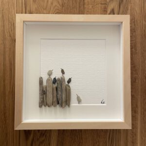 BILD UNIKAT Vögel auf Treibholzzaun